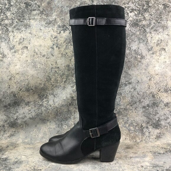 GH Bass & Co Women's Size 8M Noreen Black Leather Block Heel Knee High Boots - Picture 5 of 16